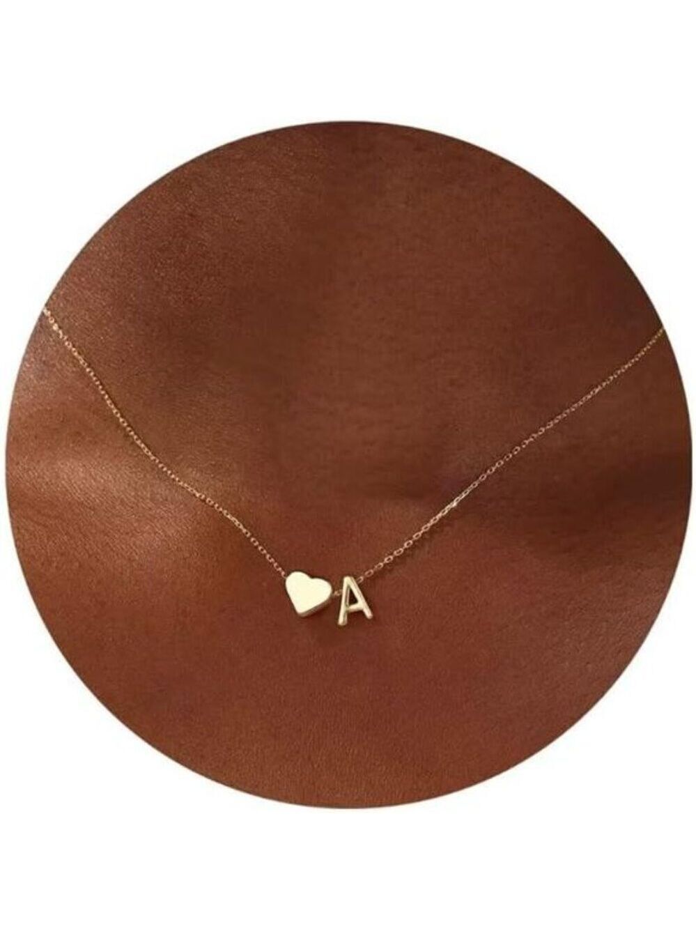 18K Gold Plated Heart Initial Necklace Dainty Letter Pendant Tiny Name Jewelry G